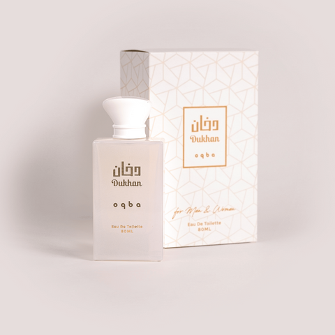 Dubhan perfume bottle and packaging on a light background